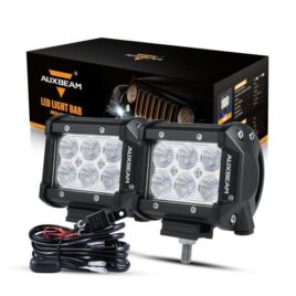 Auxbeam 4-Inch 18W Flood LED Light Pods With Wiring Harness