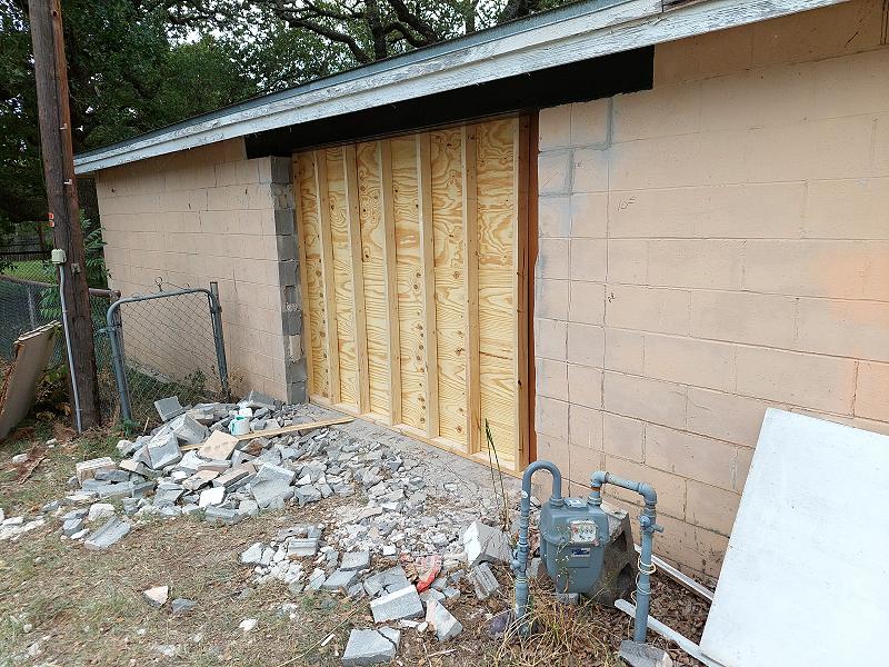 Opening closed with plywood